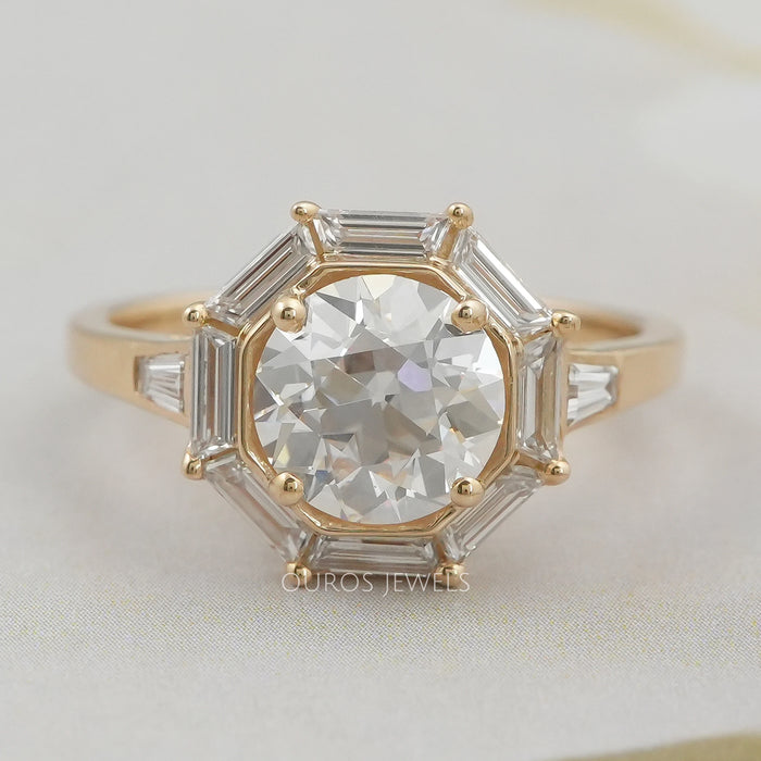 Old European Round Cut Halo Engagement Ring Ring