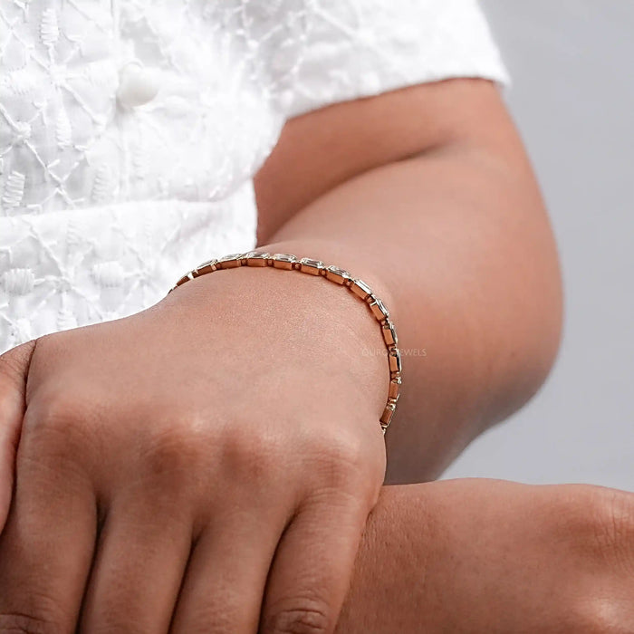 Criss Cut Lab Grown Diamond Bezel Set Tennis Bracelet