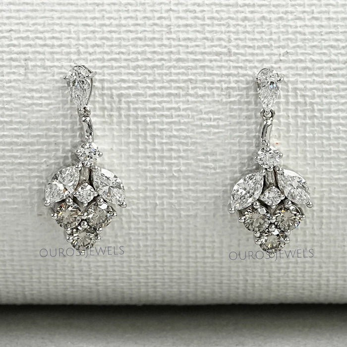 Olive Round Shape Cluster Diamond Earrings Earrings
