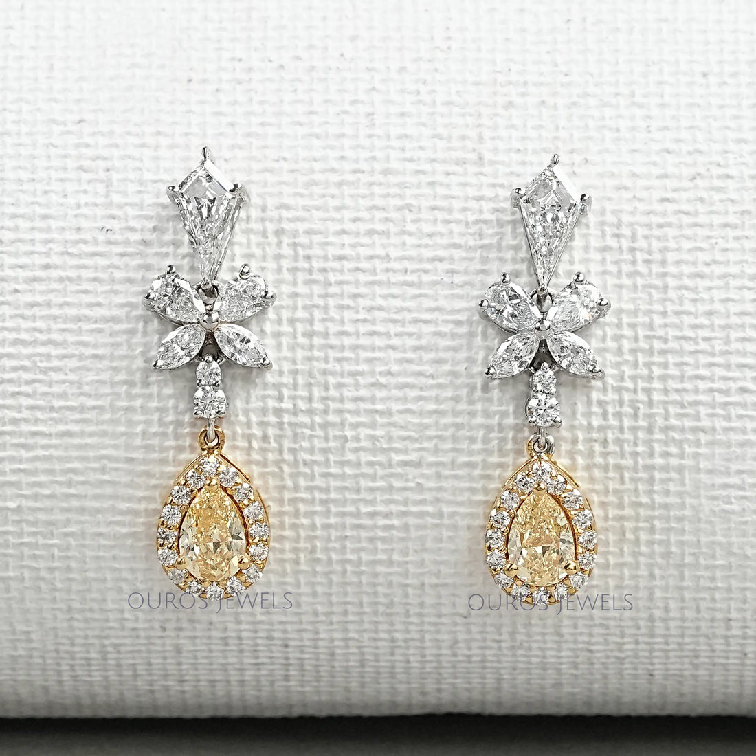 Yellow Pear Diamond Dangle Earrings Earrings