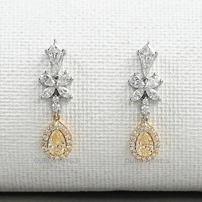 Yellow Pear Diamond Dangle Earrings Earrings