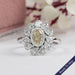 Yellow Oval Cut Bezel Set Lab Diamond Halo Ring Ring