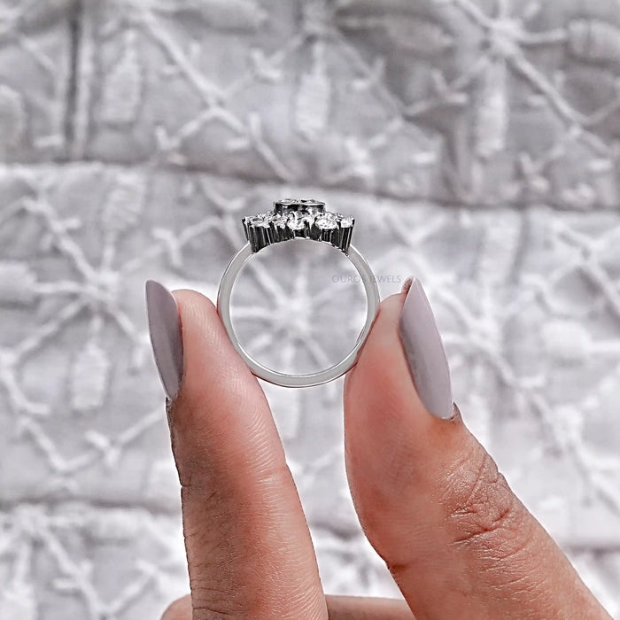 Yellow Oval Cut Bezel Set Lab Diamond Halo Ring Ring