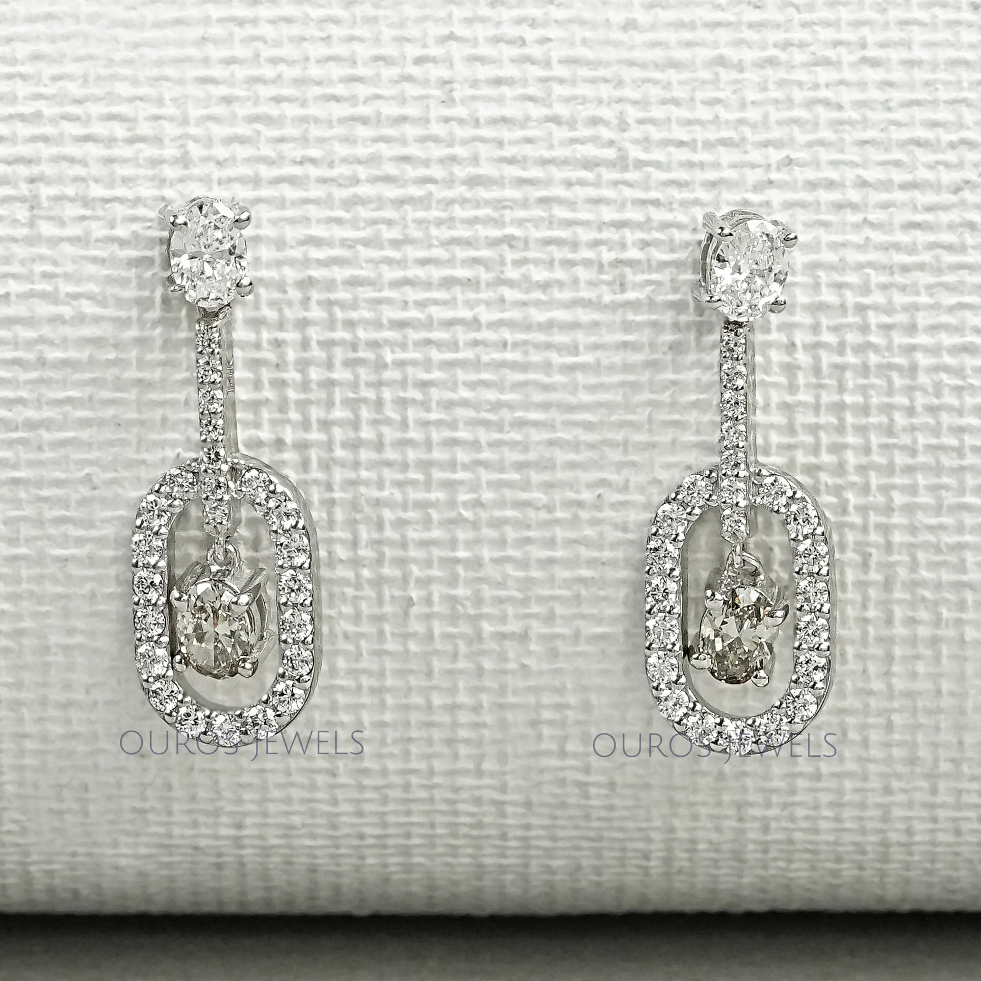 Elegant Oval Drop Earrings With Olive Oval-Cut Diamonds Earrings
