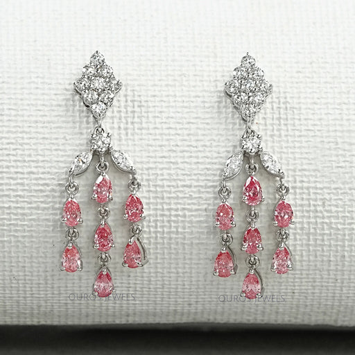 Fancy Pink Pear Chandelier Earrings Earrings
