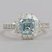 Fancy Blue Asscher Cut Halo With Accent Lab Diamond Ring Rings