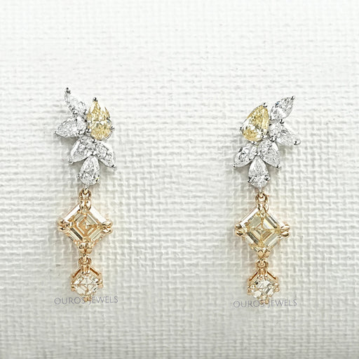 Yellow Asscher Lab Diamond Dangle Earring