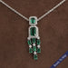 Green Emerald Gemstone Halo Chandelier Pendant Necklaces