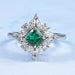 Lab Green Cushion Shape Halo Gemstone Ring Ring