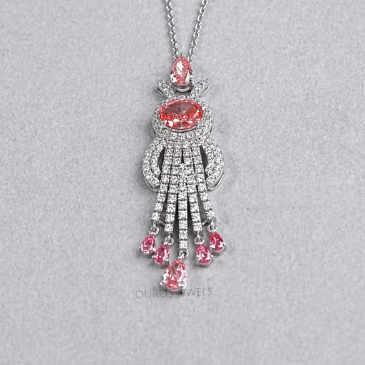 Pink Oval Cut Lab Diamond Pendant Necklace Necklaces