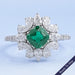 Green Cushion And Lab Diamond Halo Ring