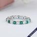 Emerald Gemstone And Round Diamond Wedding Band Rings