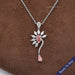Pink Pear Lab Diamond Flower Shape Pendant Necklaces