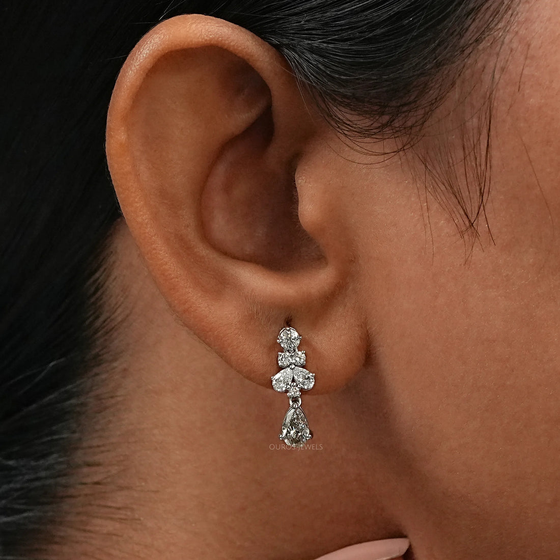 Olive Pear Lab Grown Diamond Drop Earrings Earrings