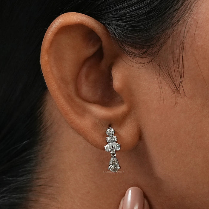 Olive Pear Lab Grown Diamond Drop Earrings Earrings