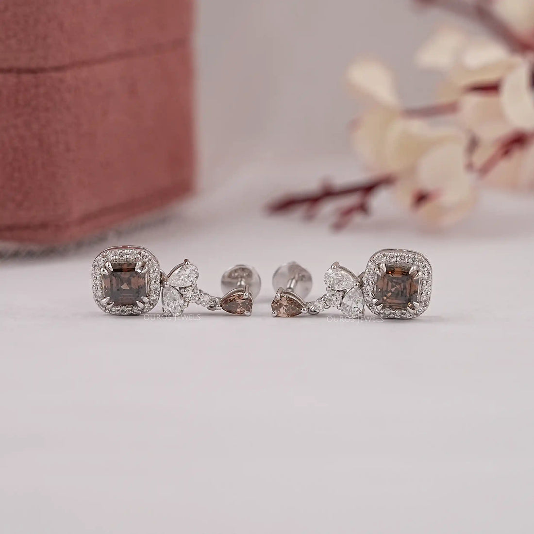 Chocolate Asscher Lab Diamond Drop Earrings Earrings