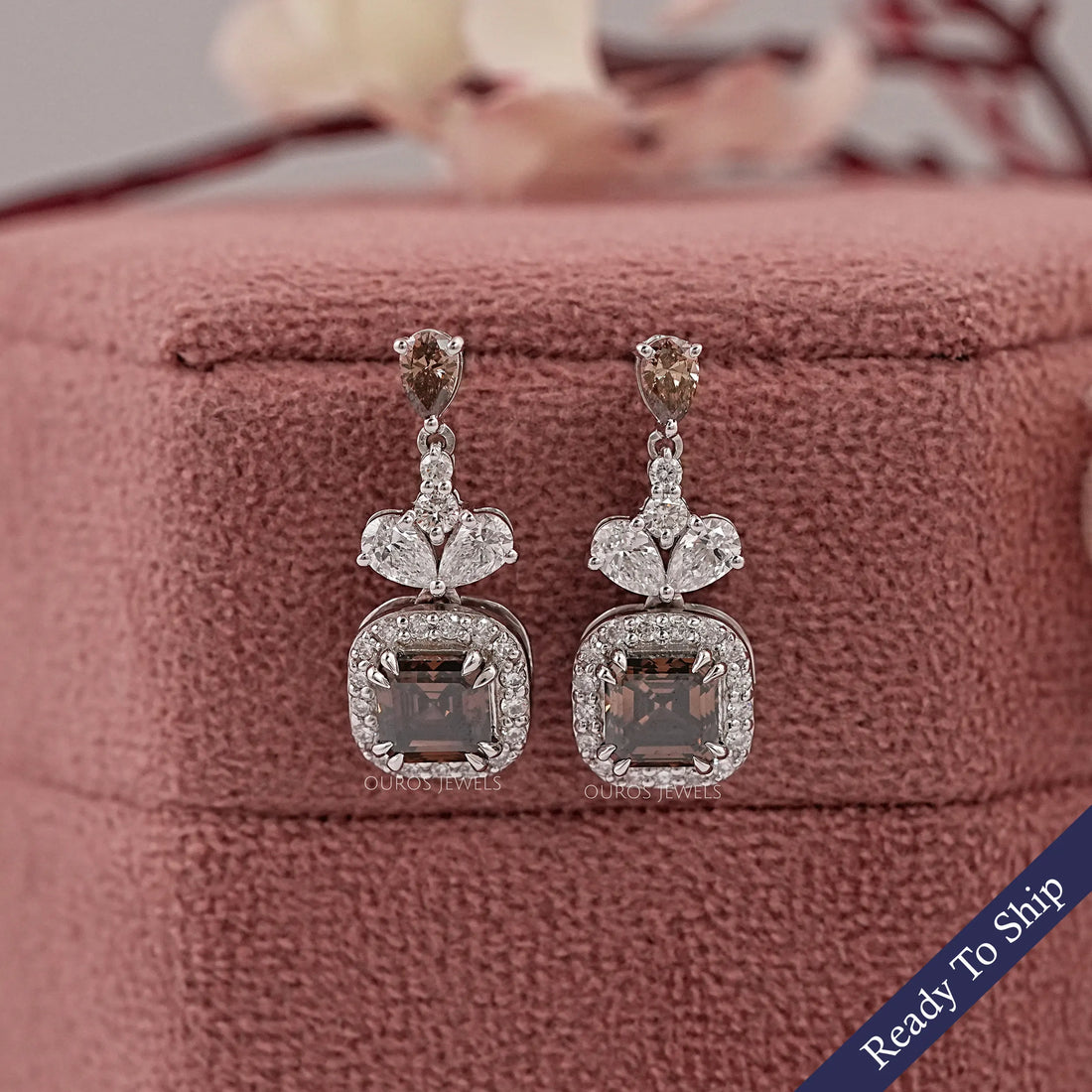 Chocolate Asscher Lab Diamond Drop Earrings Earrings