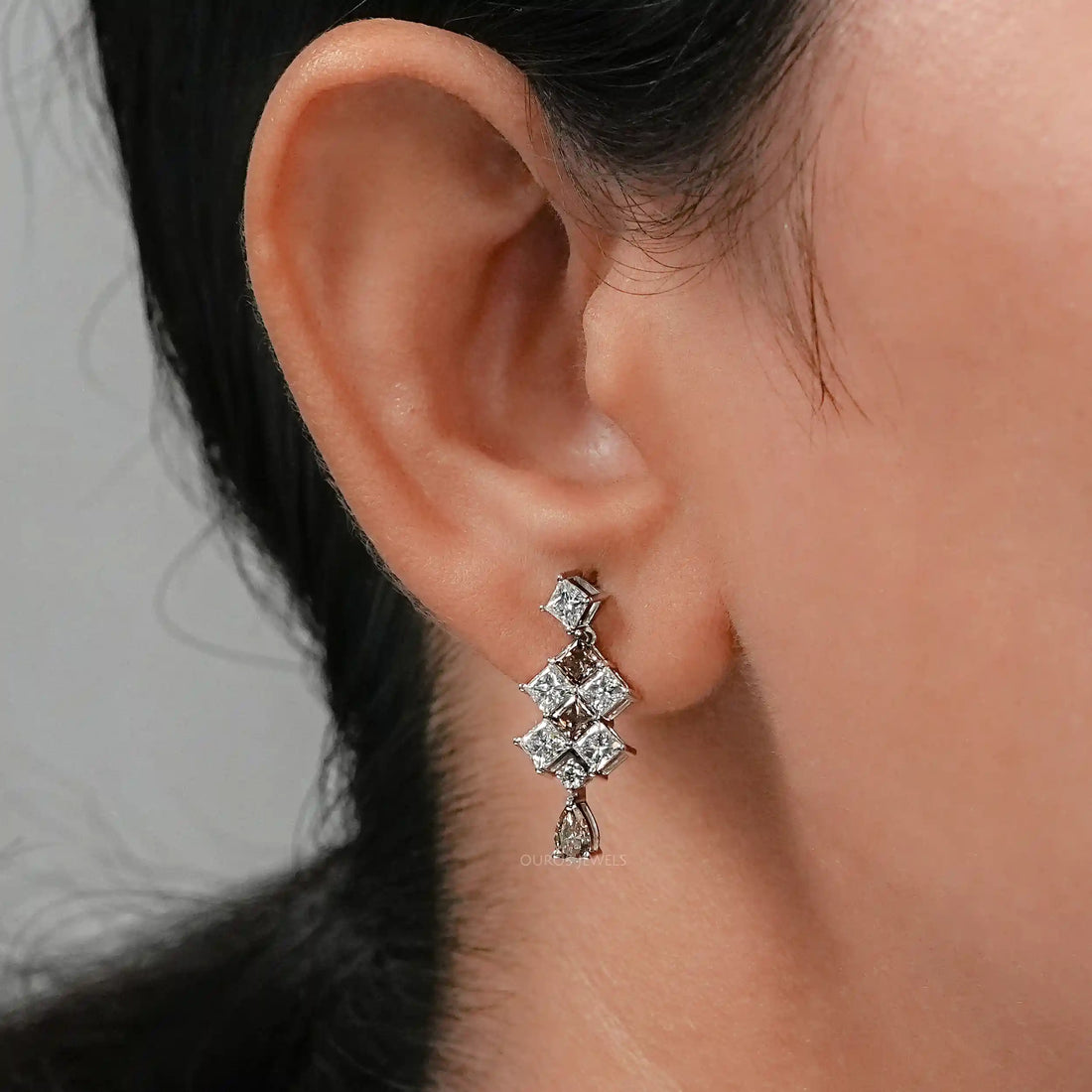 Brown Princess Lab Diamond Drop Earrings Earrings