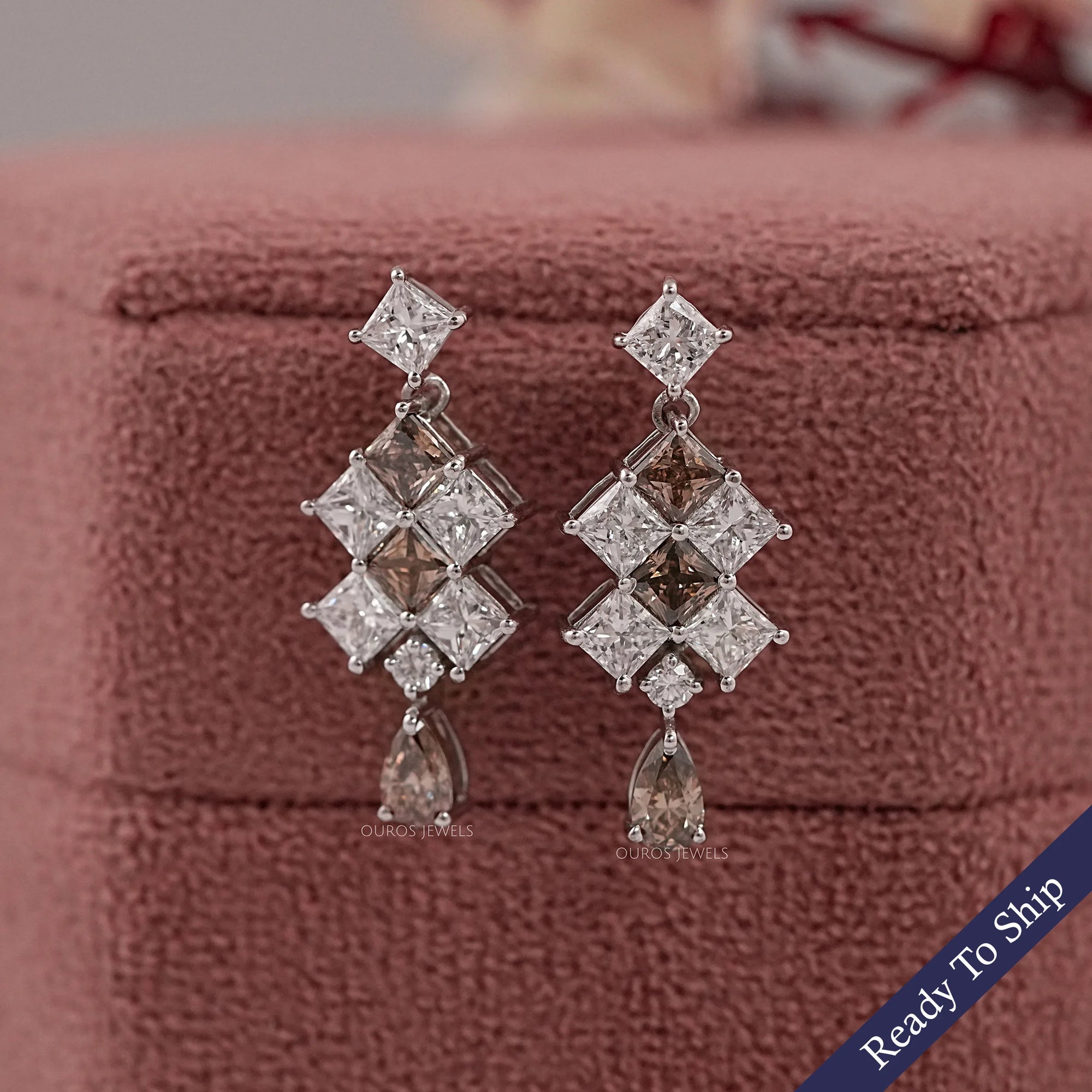 Brown Princess Lab Diamond Drop Earrings Earrings