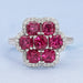 Red Ruby Cushion Shape Floral Halo Engagement Ring Ring