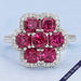 Ruby Cushion Gemstone Floral Halo Ring