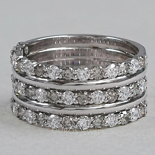 Half Eternity Round Cut Three Row Band