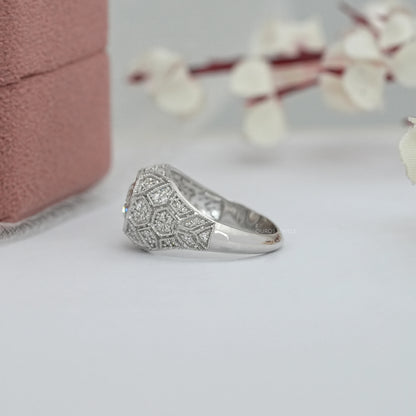 Old European Round Diamond Milgrain Wedding Ring Rings