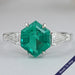 Hexagon Cut Emerald Gemstone Ring Ring