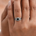 Black Emerald Diamond Accent Halo Engagement Ring Rings