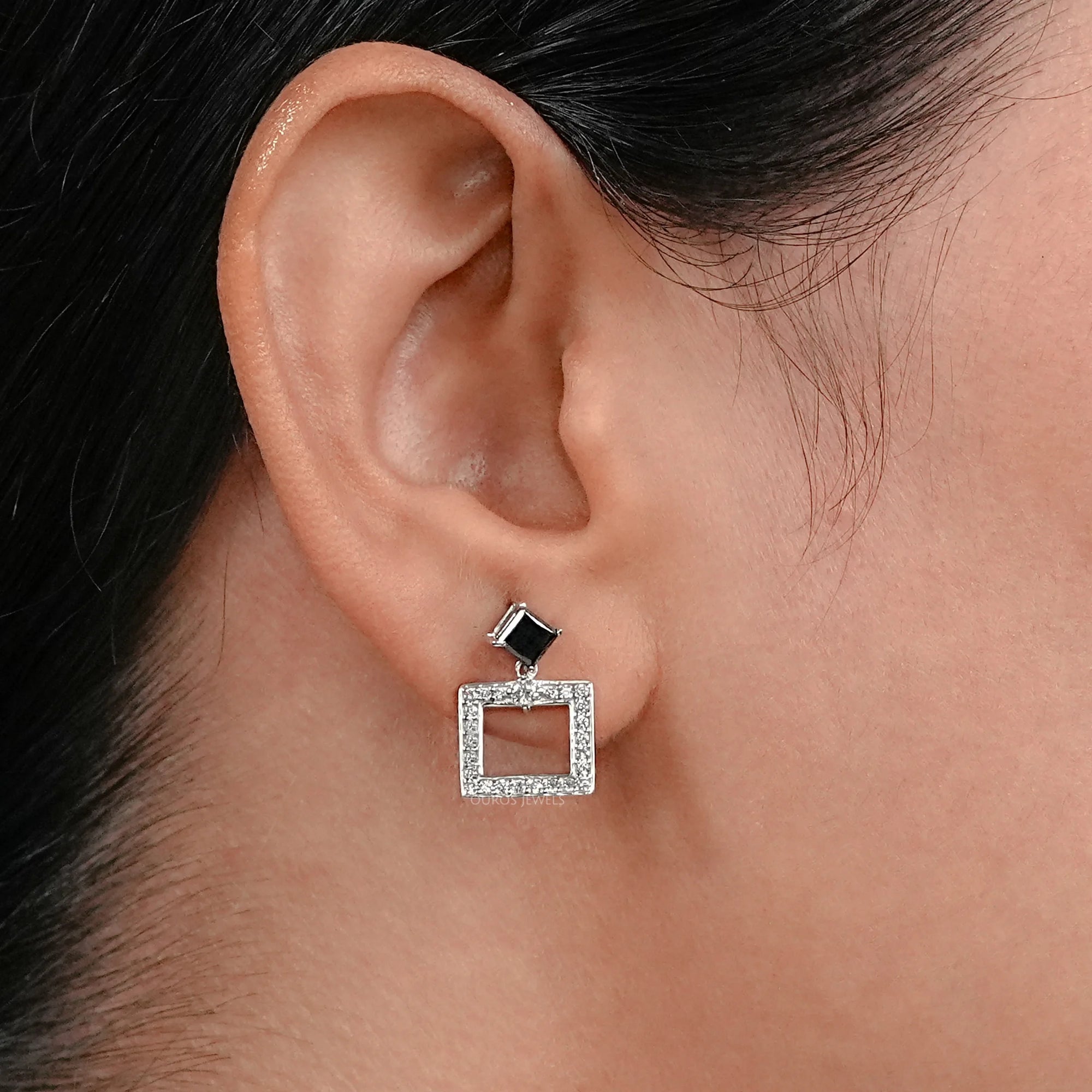 Black Princess Lab Diamond Drop Earrings Earrings