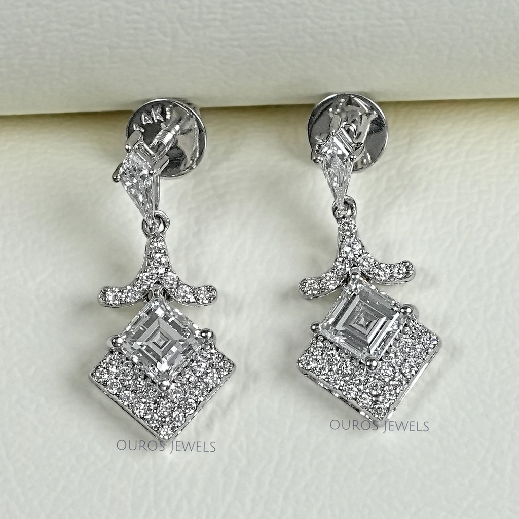 Carre Cut Lab Diamond Dangle Earrings Earring