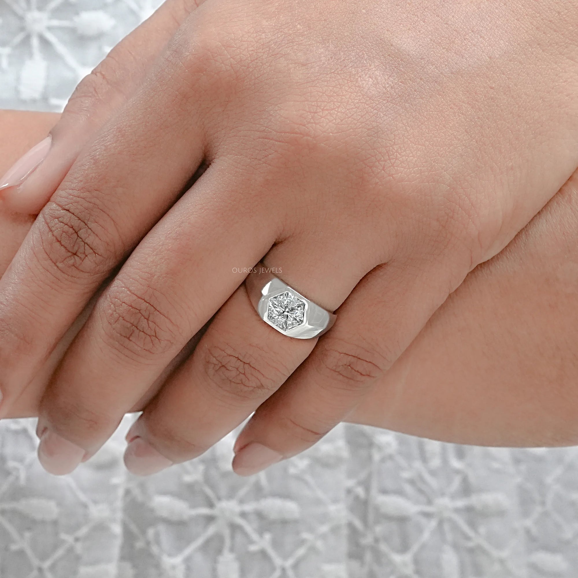 Antique Triangle Cut Lab Diamond Wedding Band Rings