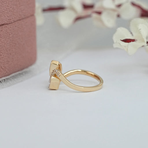 Step Shied Cut Bezel Set Bypass Wedding Ring Rings