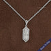 Step Cut Arrow Lab Diamond Halo Pendant Necklaces