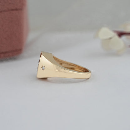 Antique Bull Cut Lab Diamond Wedding Ring Rings