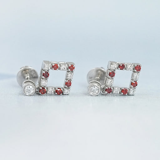 Bezel Set Round Ruby Gemstone Accent Drop Earrings Earring