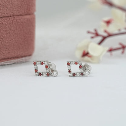 Ruby Round Gemstone Bezel Set Drop Earrings Earrings