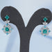 Asscher Paraiba Lab Gemstone Diamond Cluster Drop Earrings