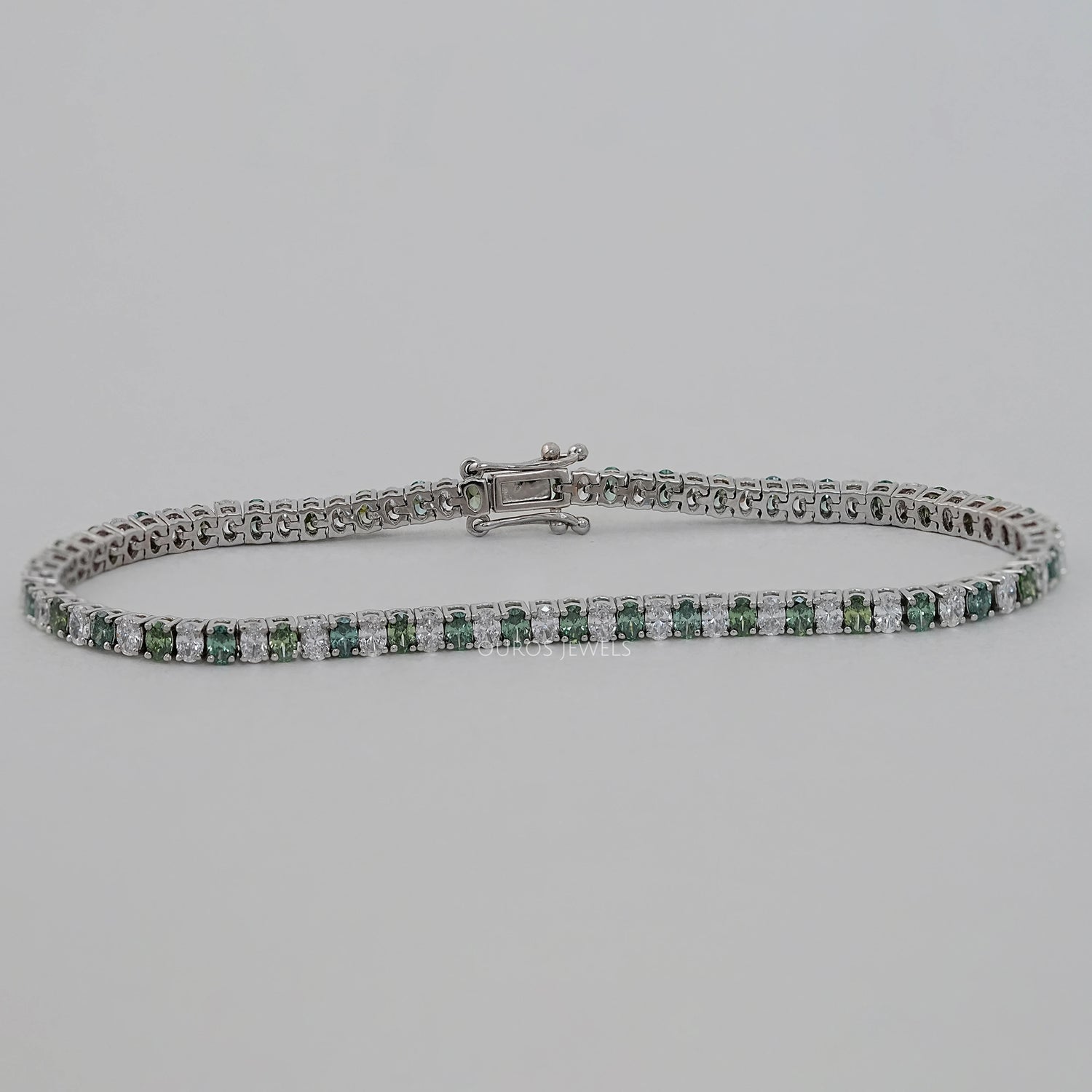 Green Oval Cut Lab Diamond Tennis Bracelet