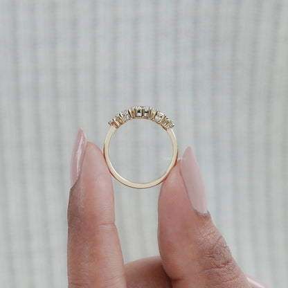 Five Stone Round And Marquise Diamond Engagement Ring Rings