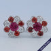 Ruby Round And Lab Diamond Bezel Set Floral Stud Earrings