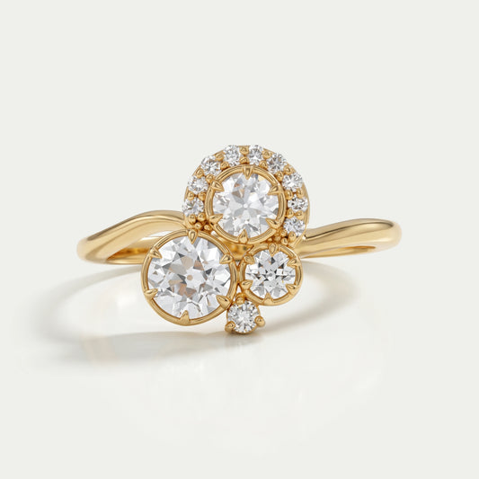 OEC Round Lab Diamond Cluster Engagement Ring