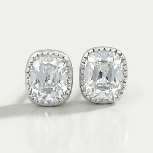 Old Mine Cushion Cut Lab Diamond Milgrain Earrings Earrings