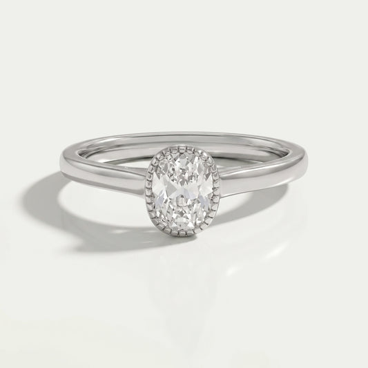 Old Mine Cushion Cut Milgrain Bezel Solitaire Ring Ring