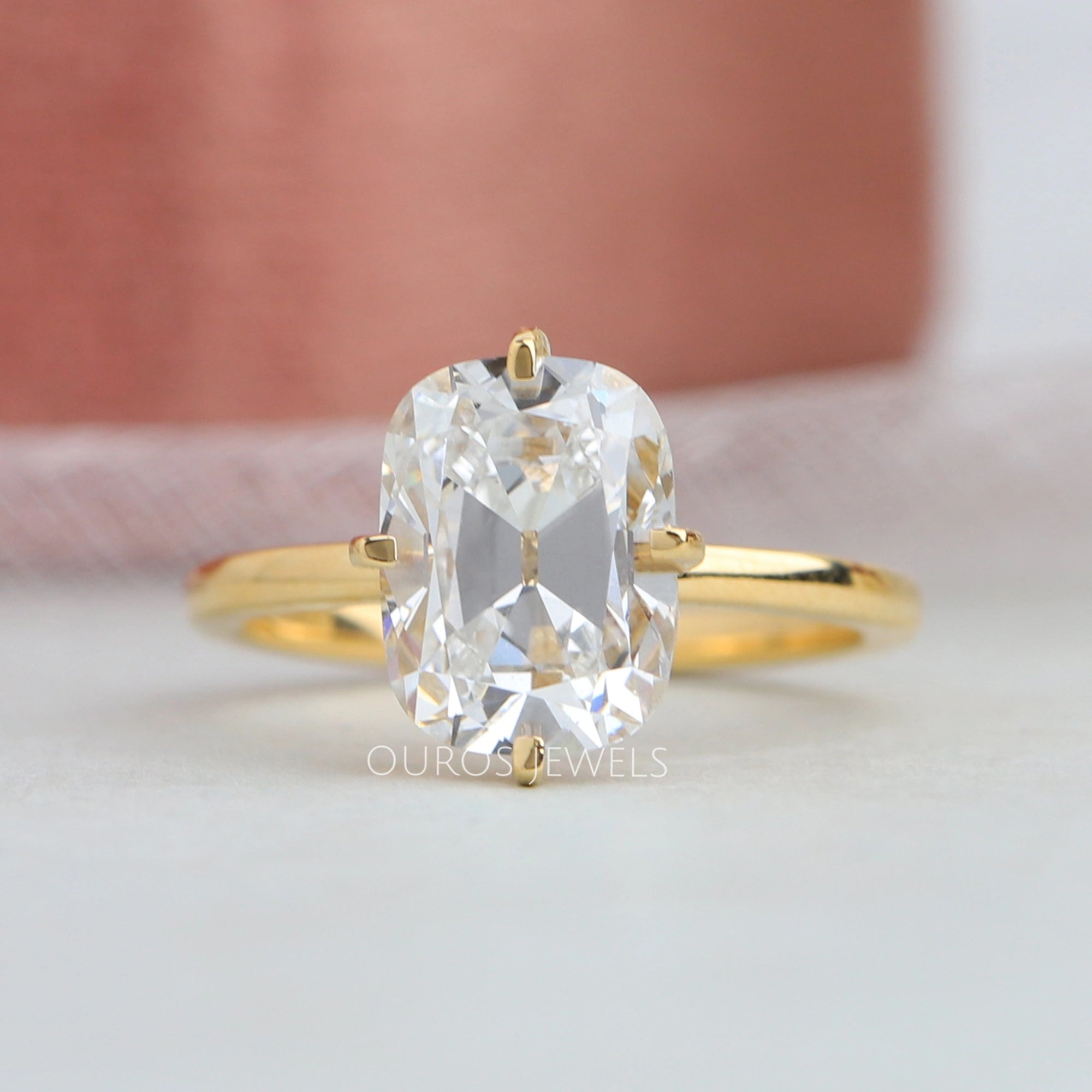 Old Mine Cushion Cut Solitaire Engagement Ring Rings