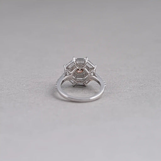 Octagon Champagne Diamond Double Halo Ring Rings