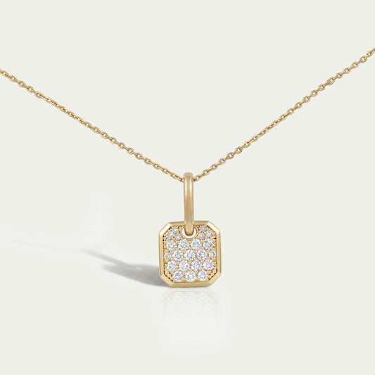 Octagon Shape Lab Diamond Pave Set Pendant Necklaces