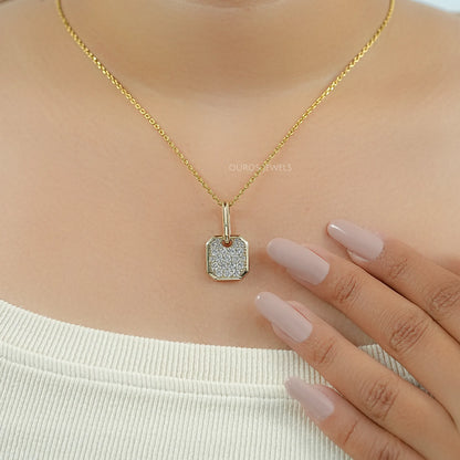Octagon Shape Lab Diamond Pave Set Pendant