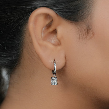 Old Mine Cushion Cut Dangle Hoop Earrings