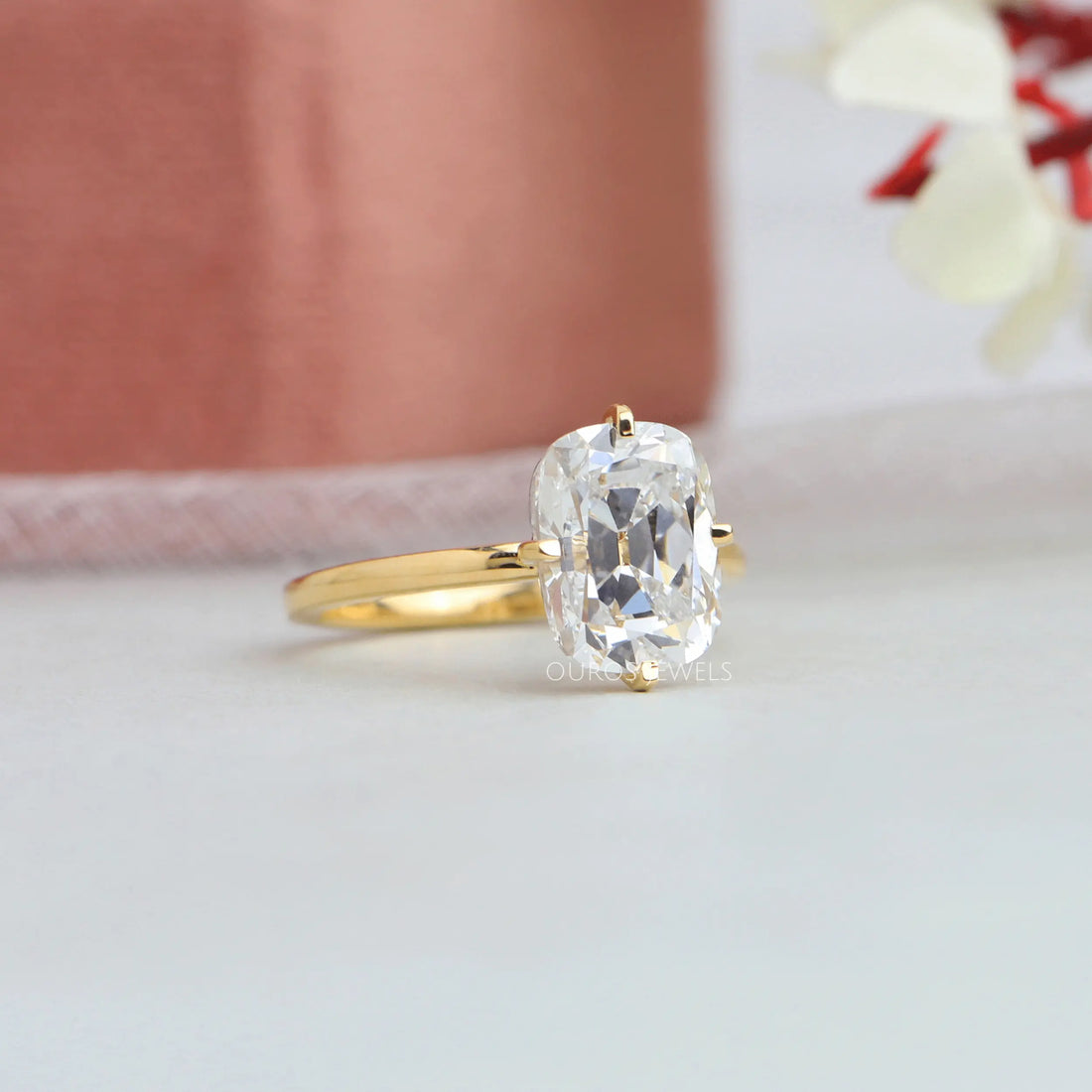 Old Mine Cushion Cut Solitaire Engagement Ring Rings